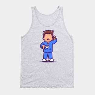 Sleepy Guy Holding Coffee Tank Top